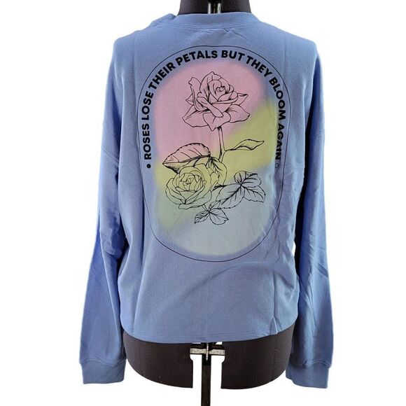 Zoe + Live Women's Rose Cropped Graphic Sweatshirt Sz 1X - Picture 3 of 8